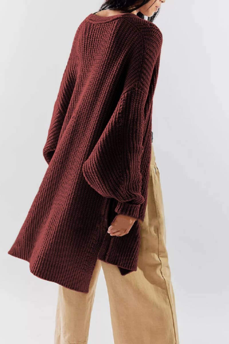 CWOCAL1829_HOLLOWED OUT LONG POCKET CARDIGAN LONG STYLE