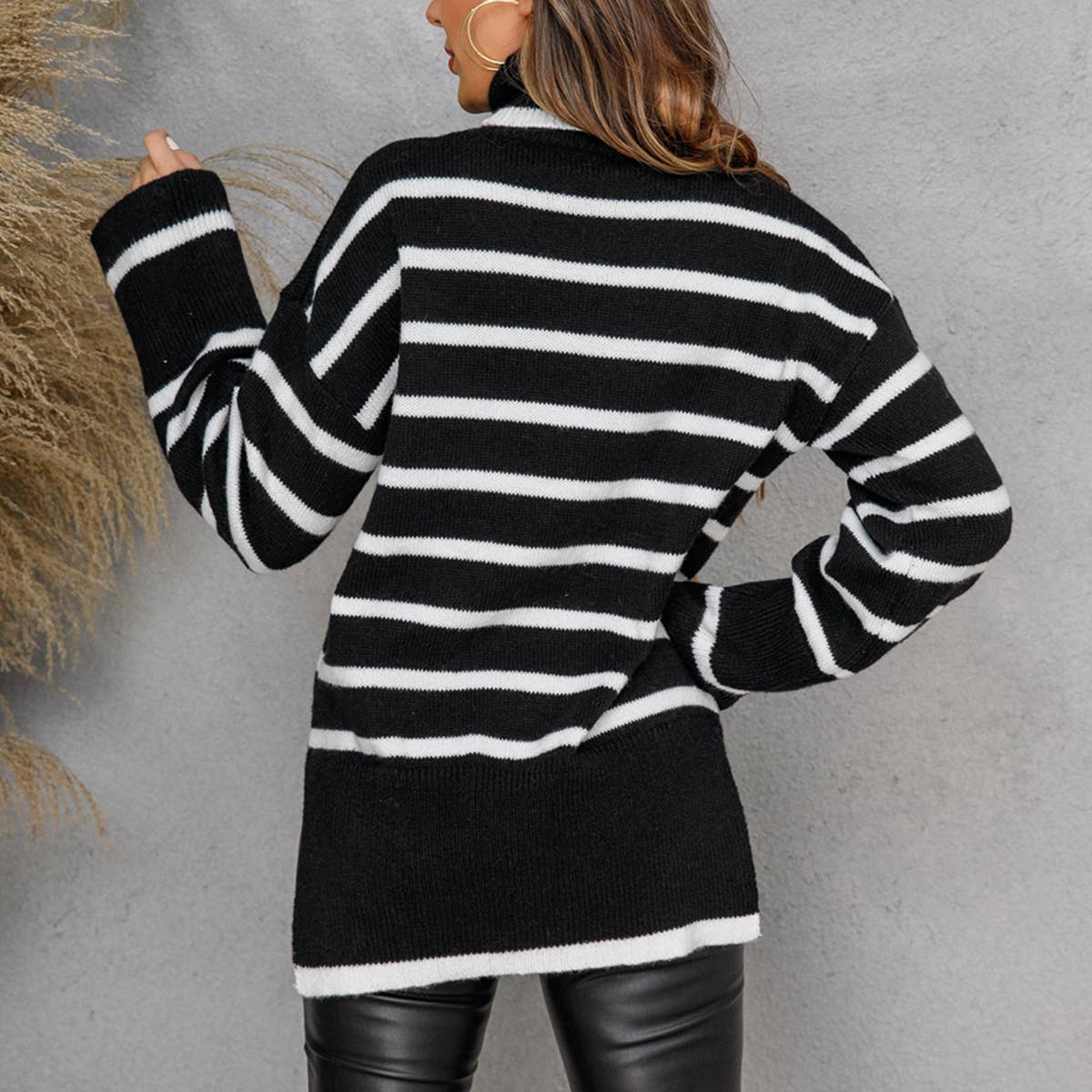 CREW-NECK COTTON STRIPED SWEATER FOR WOMEN