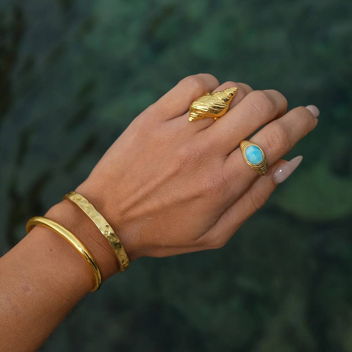 STAINLESS STEEL CONCH RING OCEAN THEME JEWELRY_CWAJE1225