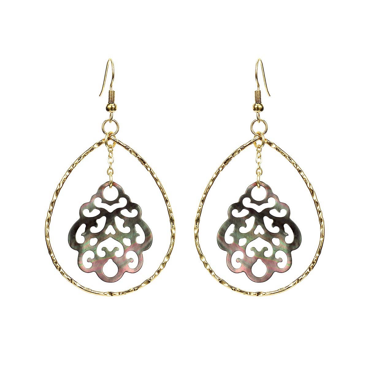 NATURAL SEA SHELL FLOWER-SHAPED HOLLOW EARRINGS