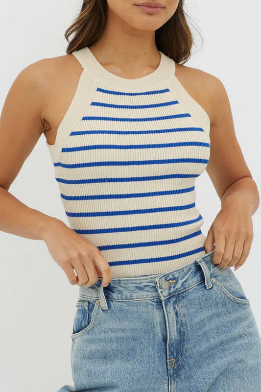 CWTTSL0365_SEXY SLEEVELESS STRIPED KNITTED VEST