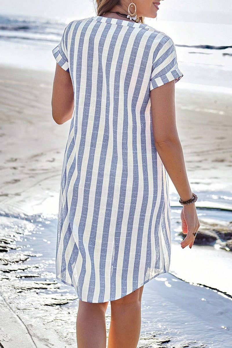 CWTSTS00818_LOOSE AND CASUAL STRIPED SHIRT TOP