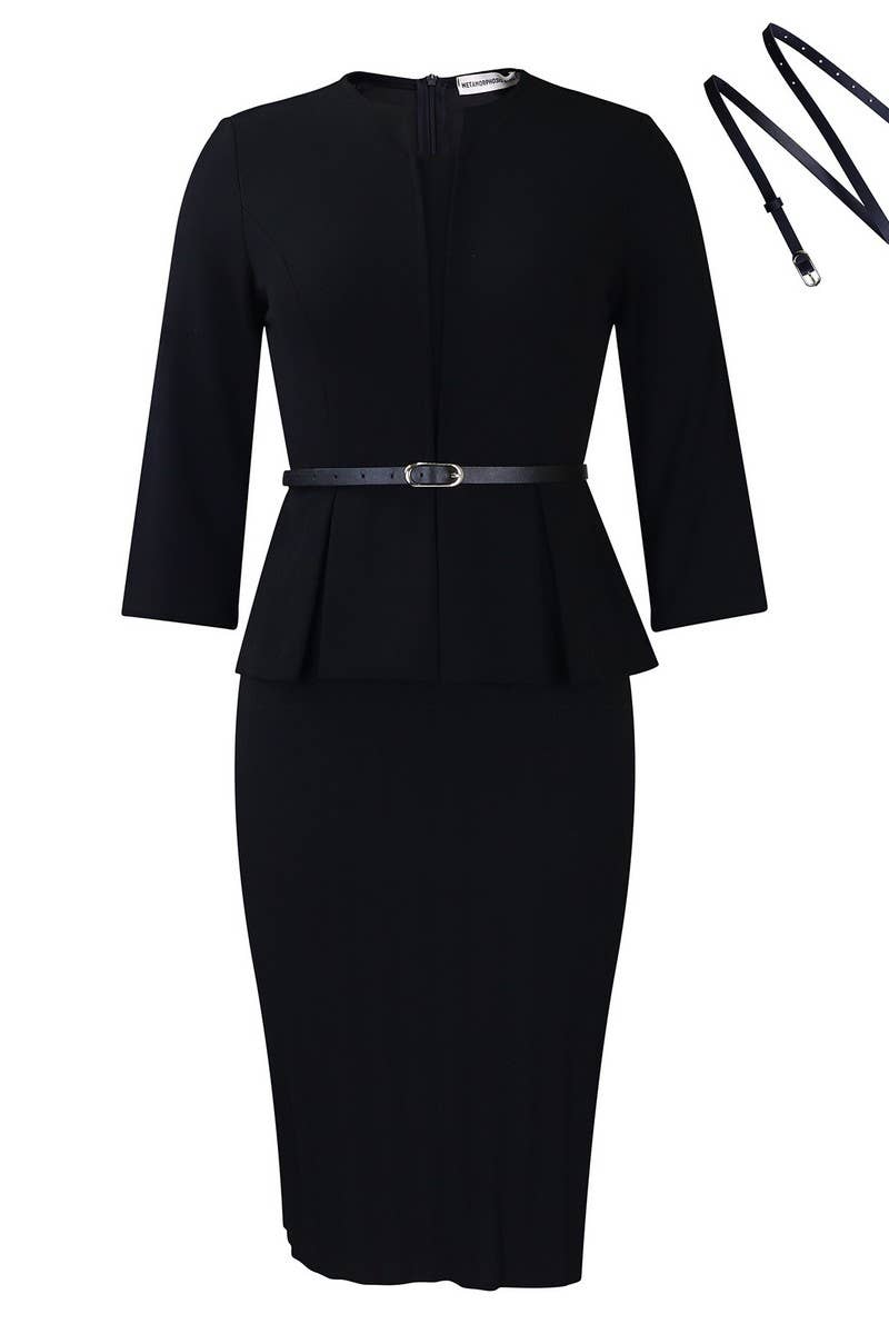 CWDMD01262_2025 WINTER WOMEN V NECK RUFFLE HIGH WAIST DRESS