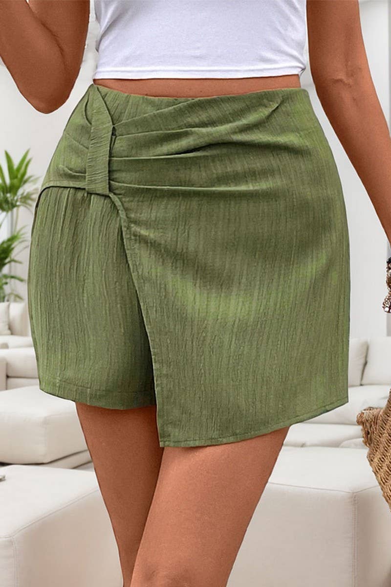 CWBSP0427_SOLID COLOR HIGH WAIST TEXTURED CULOTTES