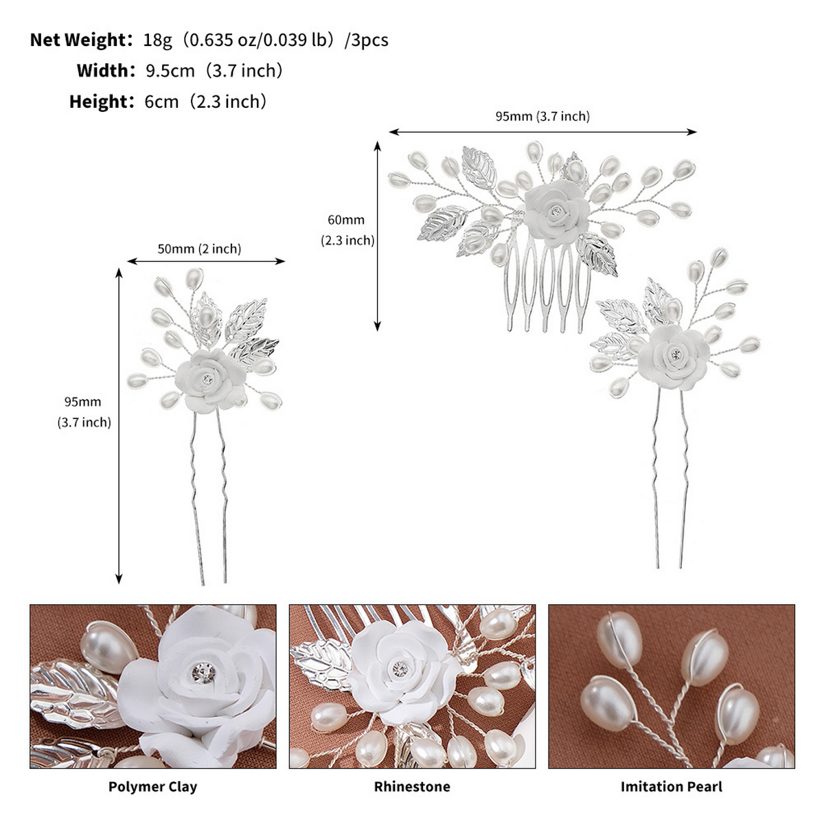 Handmade Hair Pin Set - Vintage Pearl Flower Comb