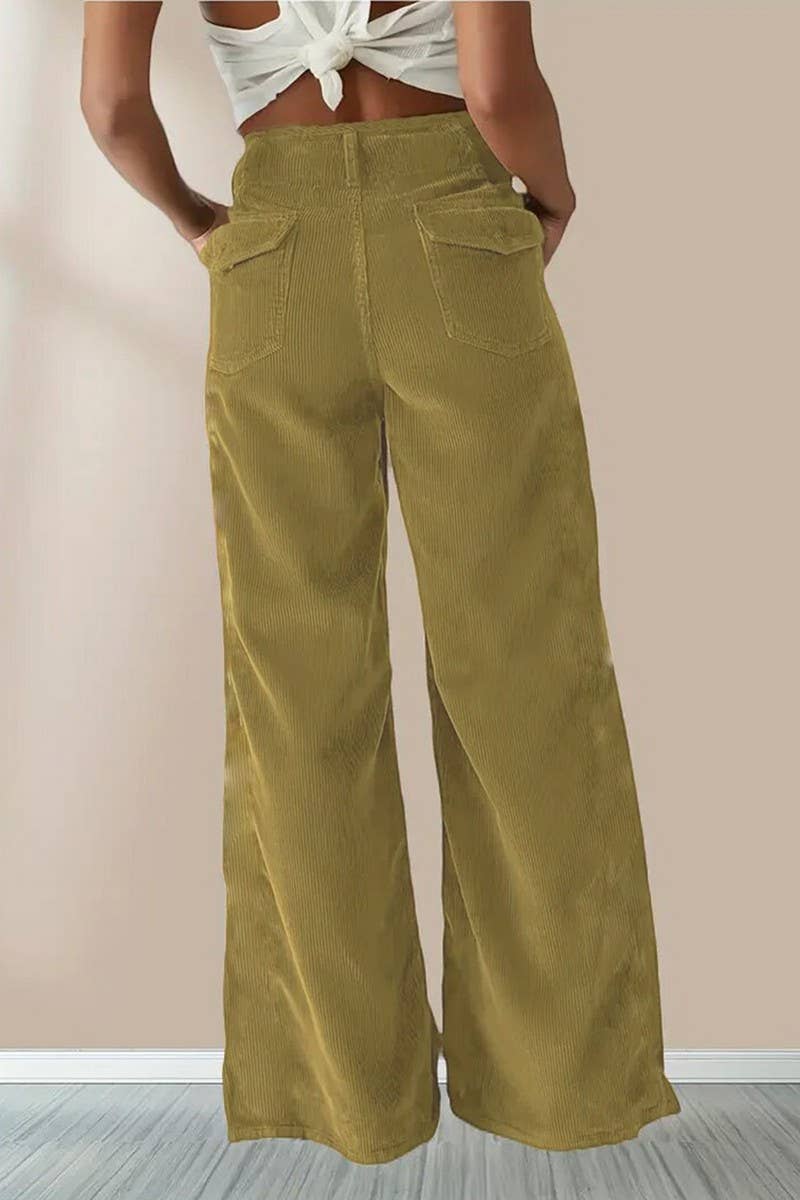 CWBLP2171_HIGH WAIST DRAPED STRAIGHT LEG CASUAL PANTS
