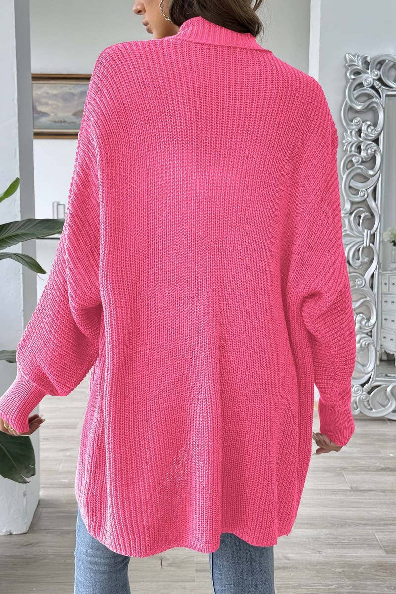 CWOSWL07384_WOMEN CROCHET PATCHWORK LOOSE KNIT CARDIGAN