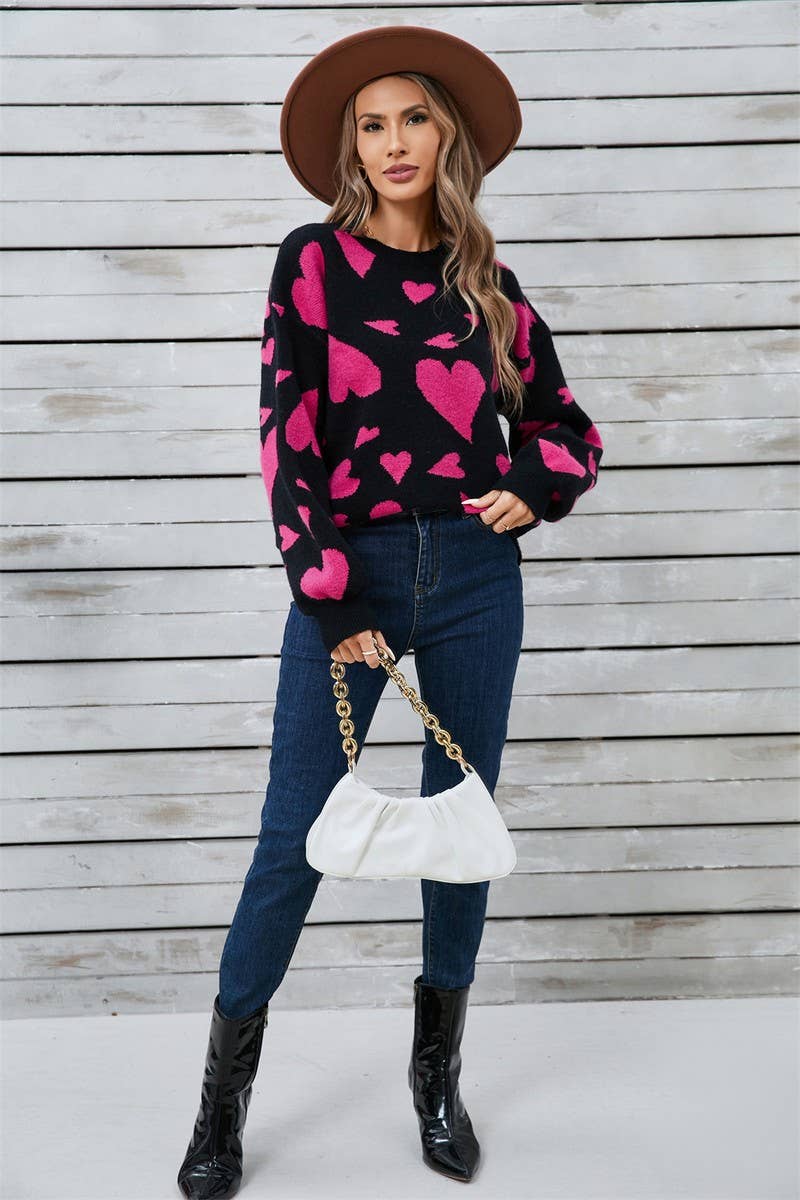 CWOSWL5779_LONG SLEEVE VALENTINE'S DAY HEART SWEATER