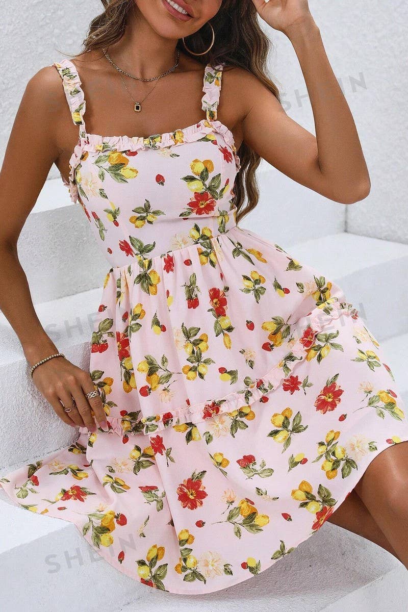 CWDHL0983_SPRING AND SUMMER HALTER BACK BOW DRESS