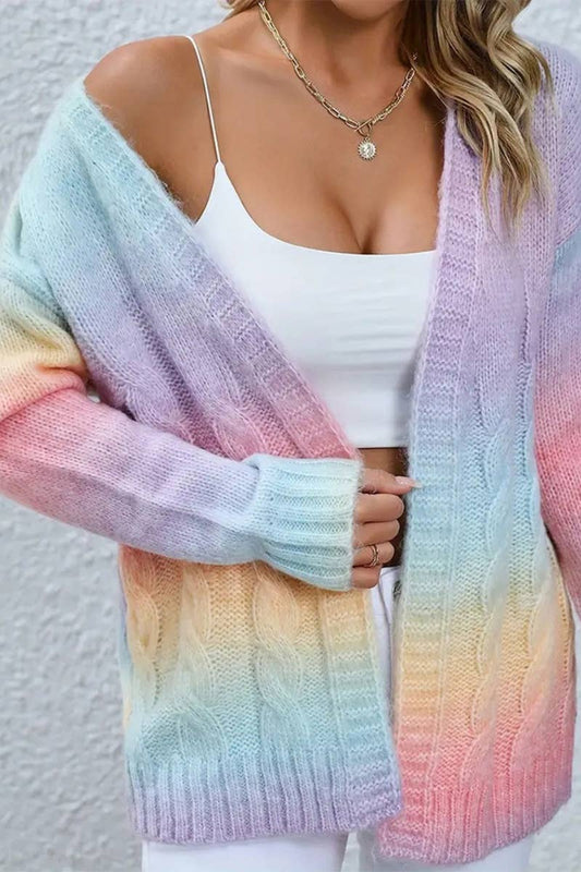 CWOCAL1575_KNITTED COLOR SWEATER LONG SLEEVE CARDIGAN