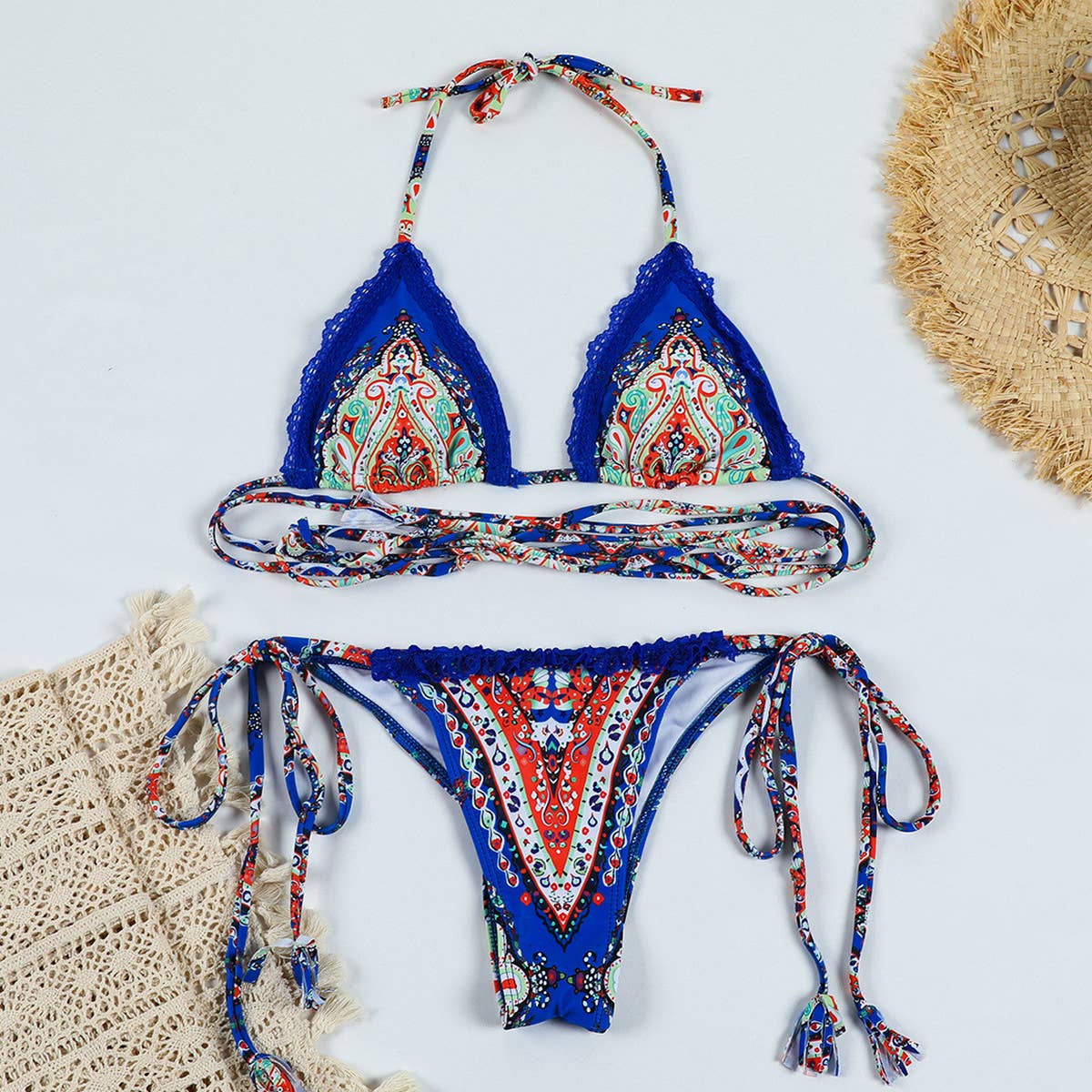 SEXY LACE SPLIT BIKINI SWIMSUIT
