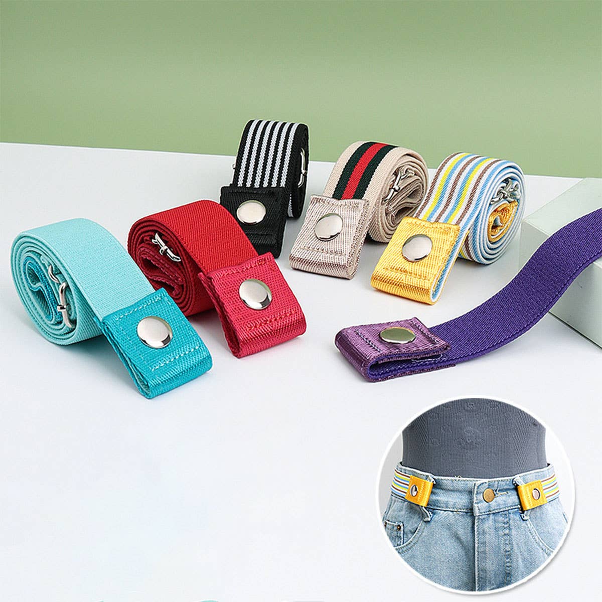 SEAMLESS WOVEN BUCKLELESS ELASTIC CANVAS BELT_CWABE0673