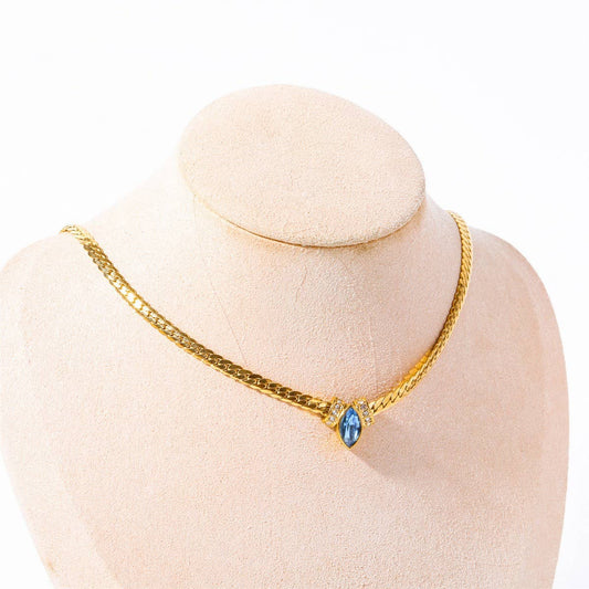 Stainless Steel Marquis Eye Zirconia Necklace_CWMM5581