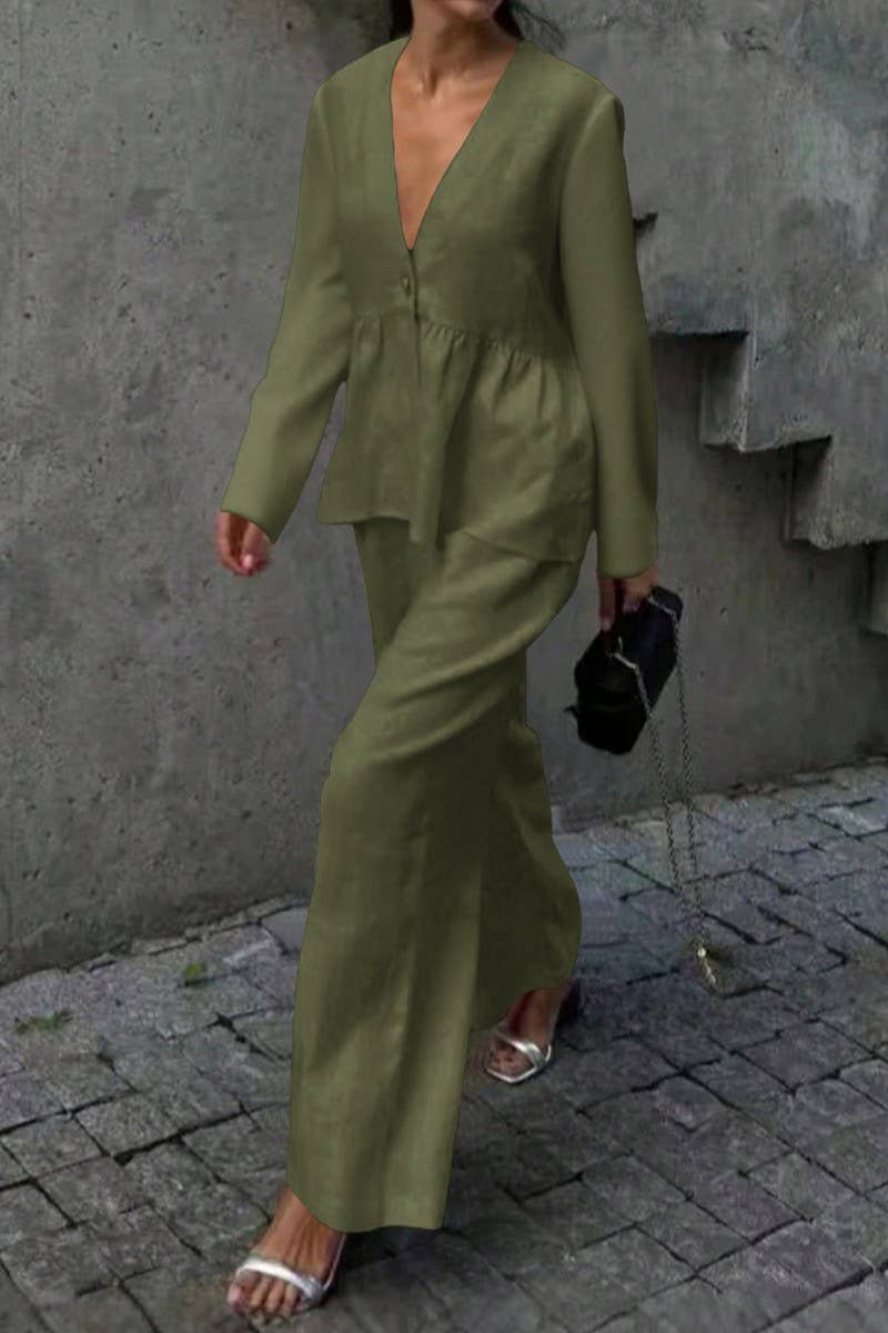 CWSTB00448_CASUAL LONG SLEEVE TEE AND STRAIGHT PANTS SET