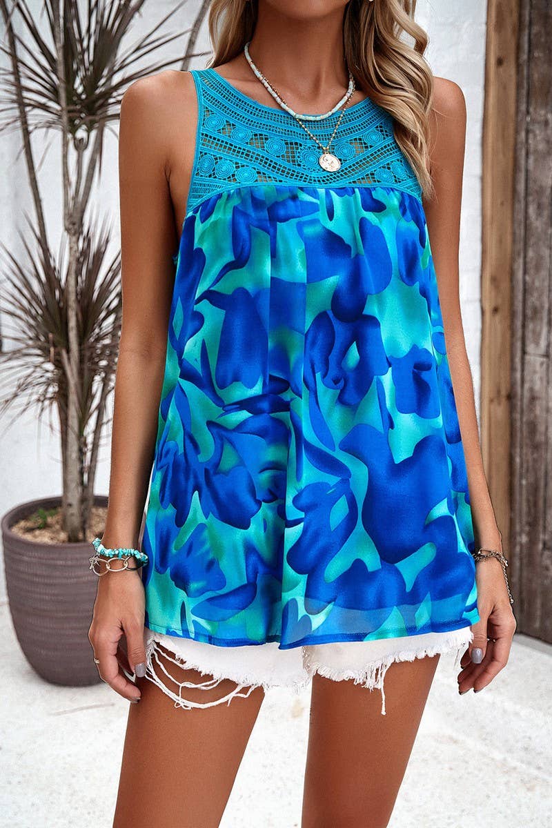 CWTBLL3614_CASUAL SLEEVELESS CREWNECK PRINTED TOP