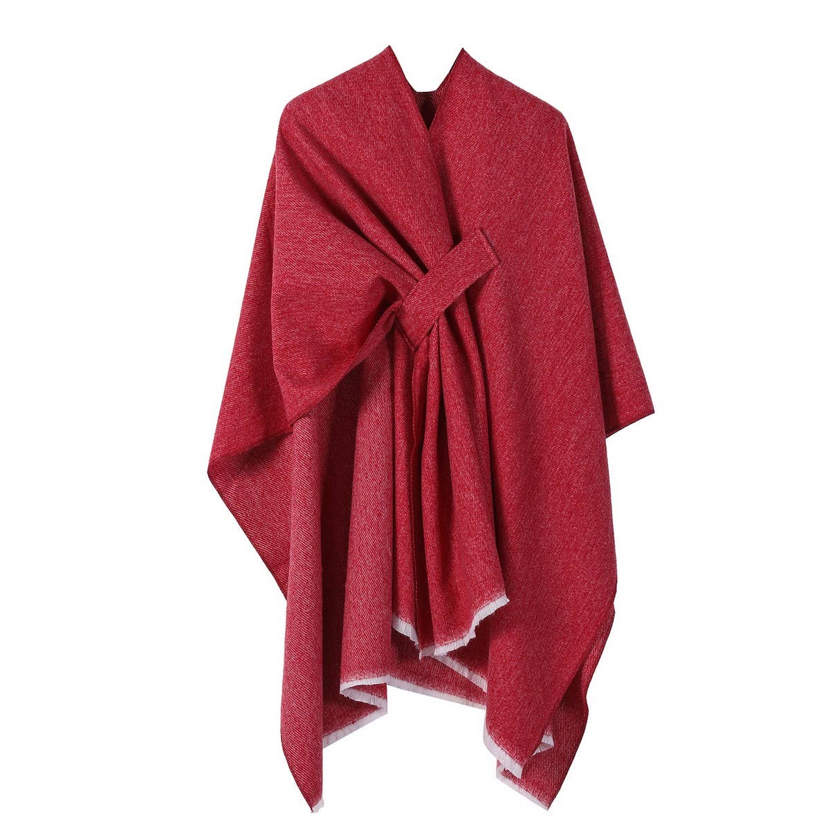 SOLID COLOR FASHIONABLE KNITTED SHAWL CAPE_CWASC2128