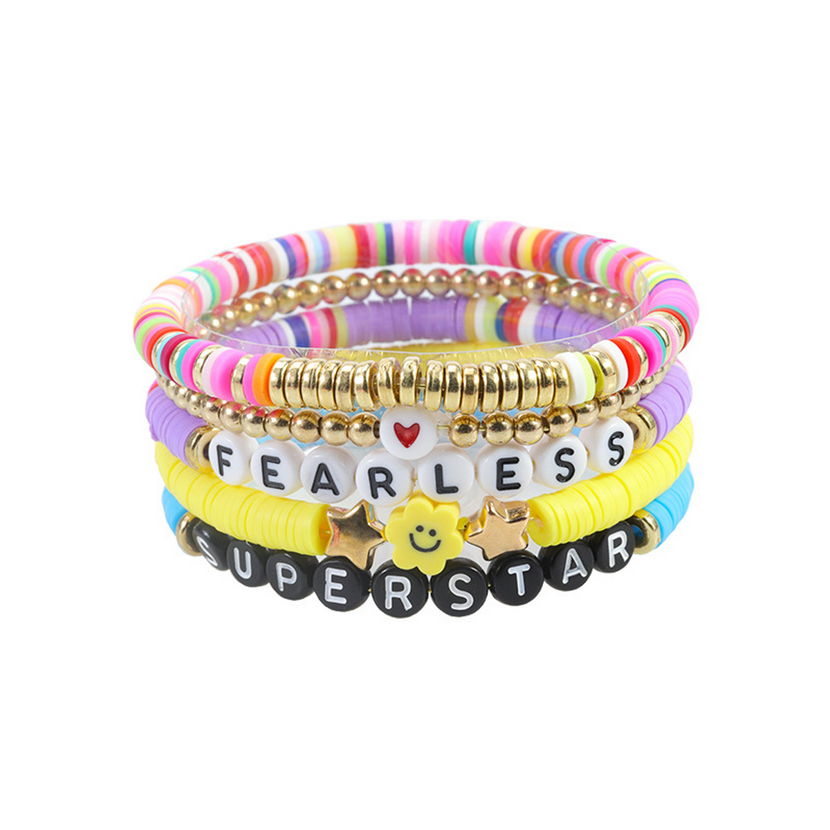 Multilayer Elastic Letter Bead Bracelets Set