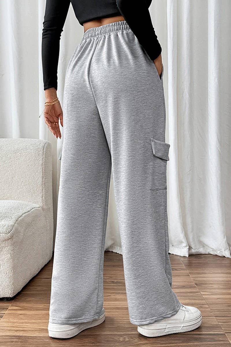 CWBLP1069_CASUAL HIGH WAIST PATCHWORK POCKET SWEATPANTS