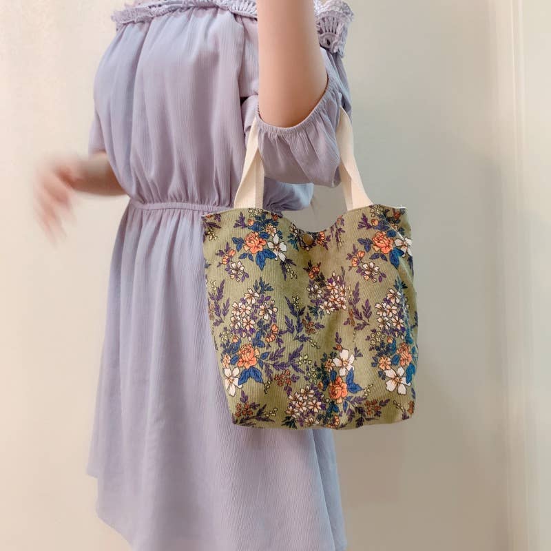 Retro artistic cloth bag corduroy handbag