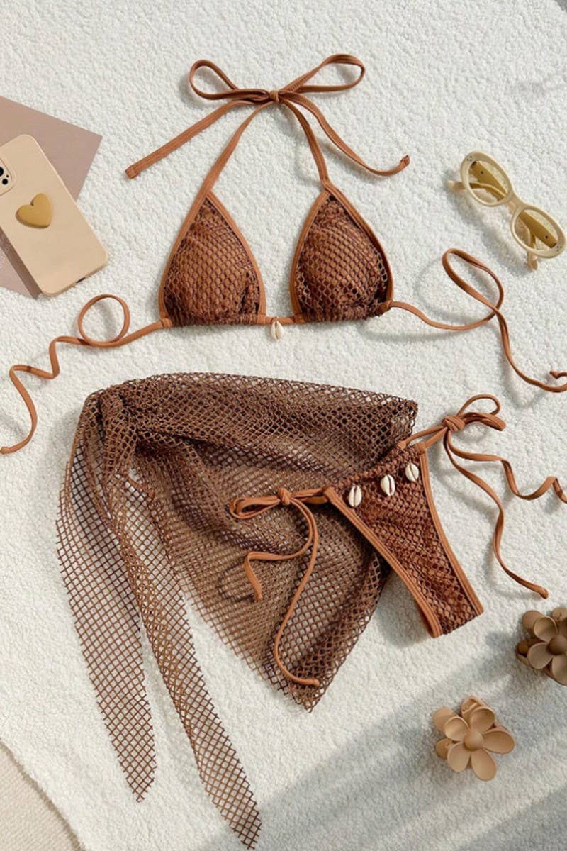 CWMW0869_SEXY LACE-UP MINI SWIMSUIT THREE-PIECE SET