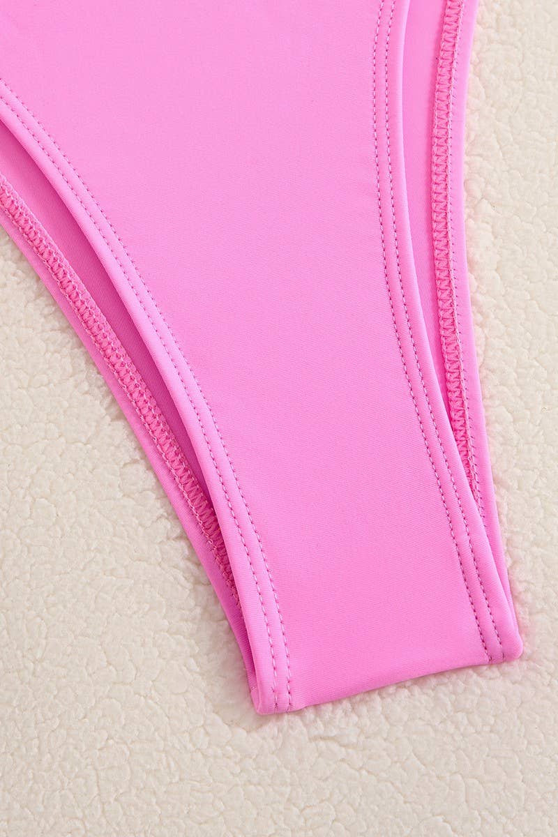 CWMW0876_SOLID COLOR 3D FLOWER SPLIT BIKINI SWIMSUIT