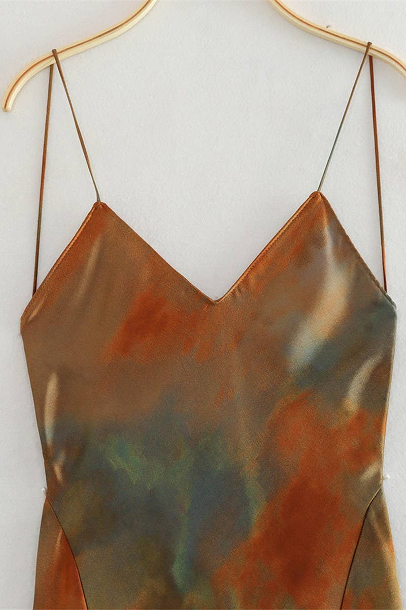 CWDMD4180_SLEEVELESS TIE-DYE WAIST-LENGTH SUSPENDER DRESS