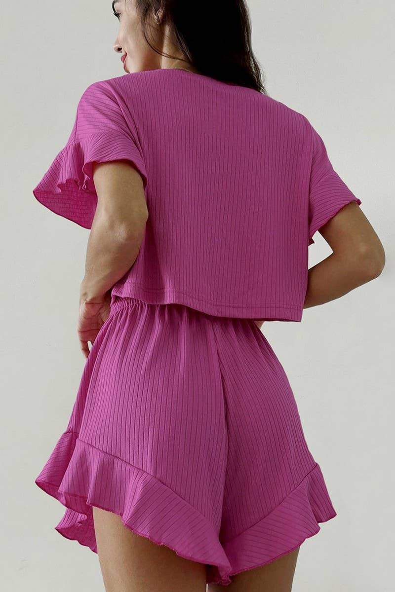 CWSPJ0228_COMFORTABLE AND SOFT RUFFLED TWO-PIECE PAJAMAS