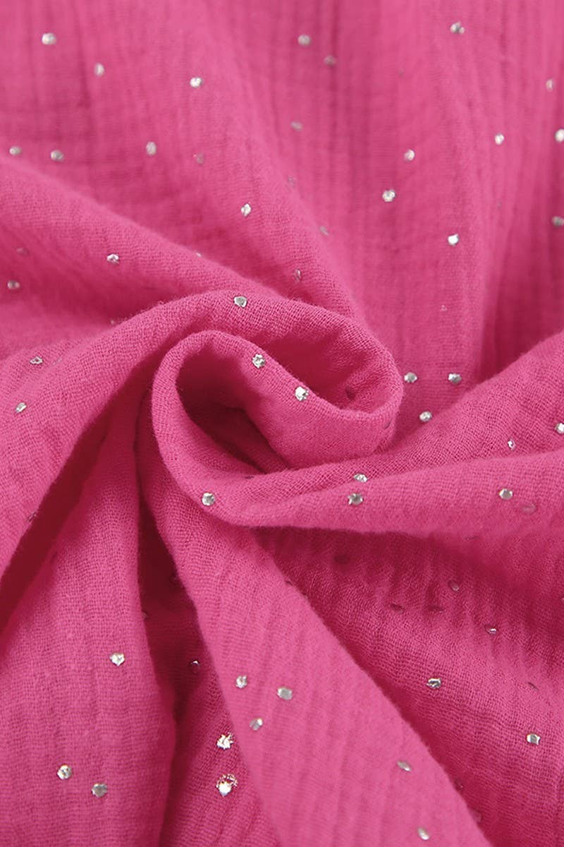 CWSPJ0383_COTTON LONG SLEEVE SHORTS RHINESTONE PAJAMA SET