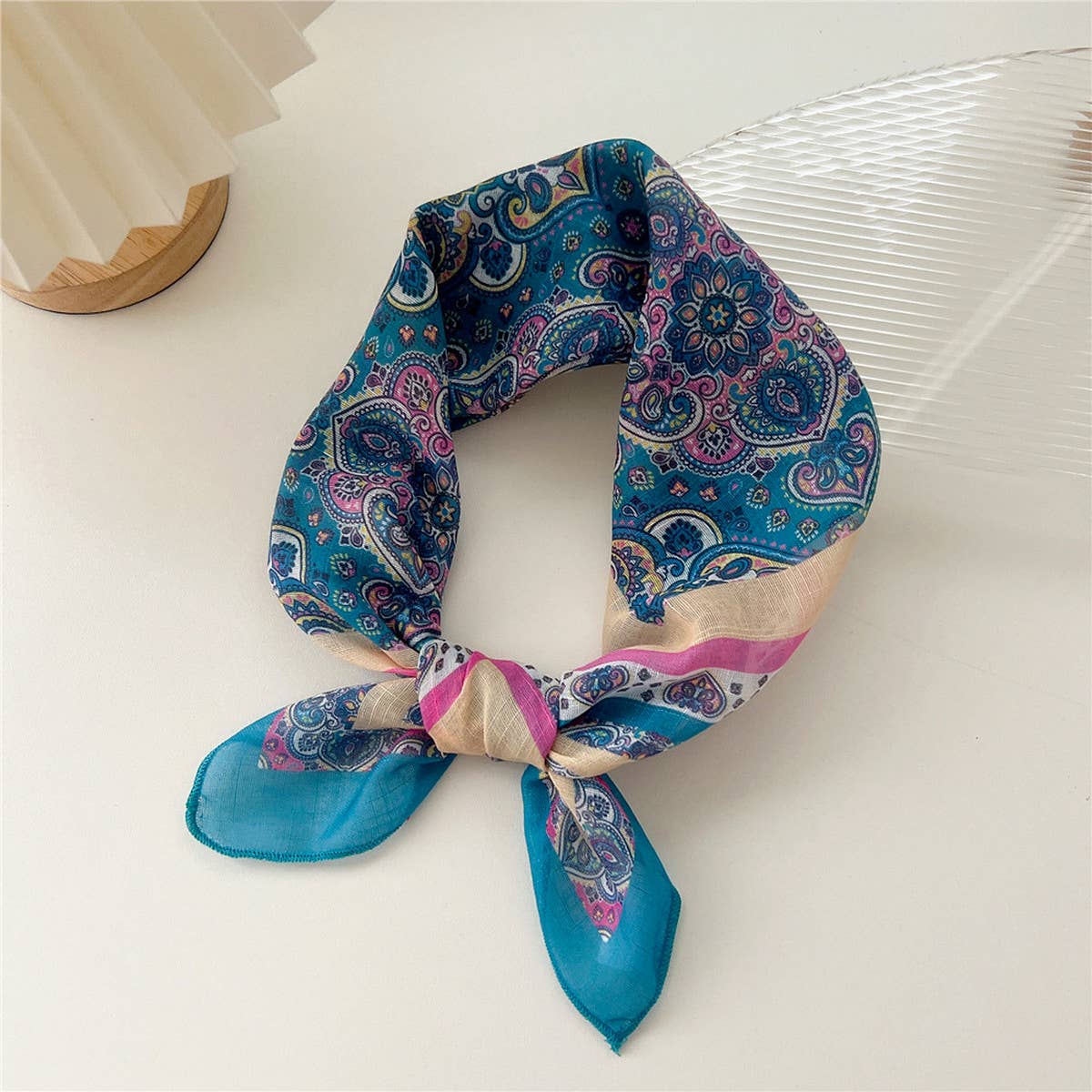 Cotton Linen Square Scarf - Breathable Neck Wrap