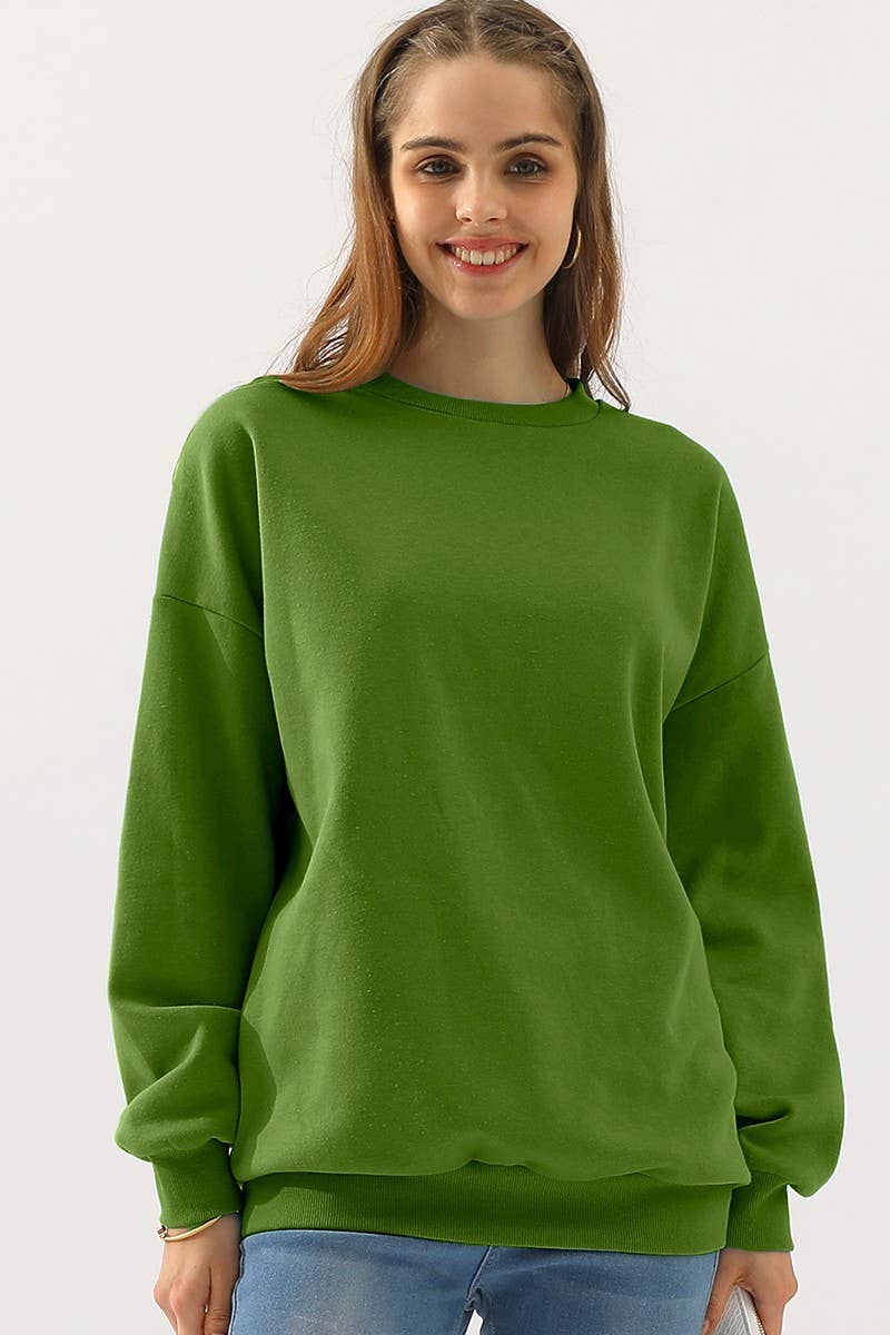CWTTL902_CREW NECK LONG SLEEVE PULLOVER SWEATSHIRT TOPS