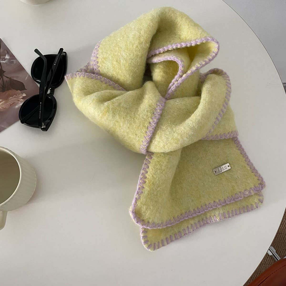 Mint Green Colorblock Scarf - Soft Retro Chic