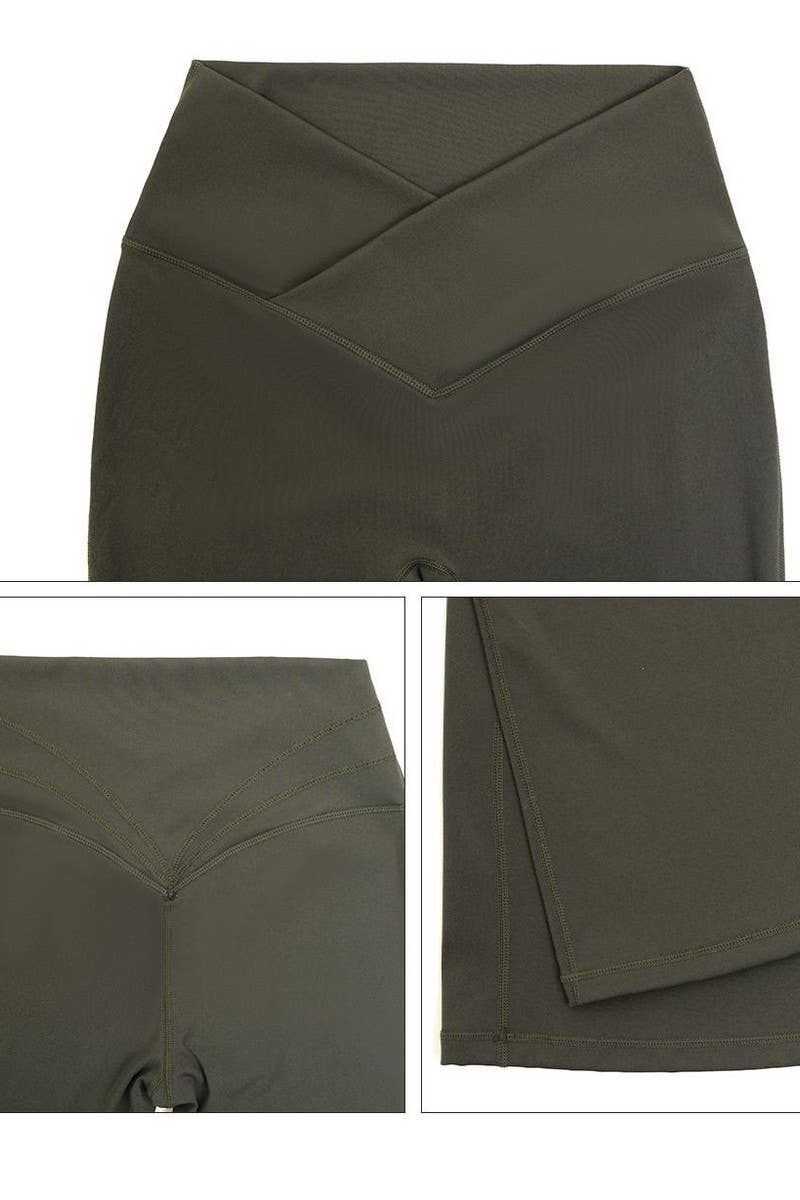 CWBLP1230_V WAIST CROSS FITNESS SPORTS YOGA FLARED PANTS
