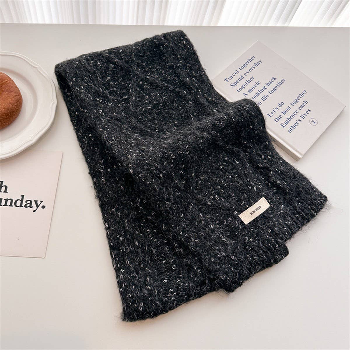 Elegant Solid Wool Scarf Wrap for Fall Winter