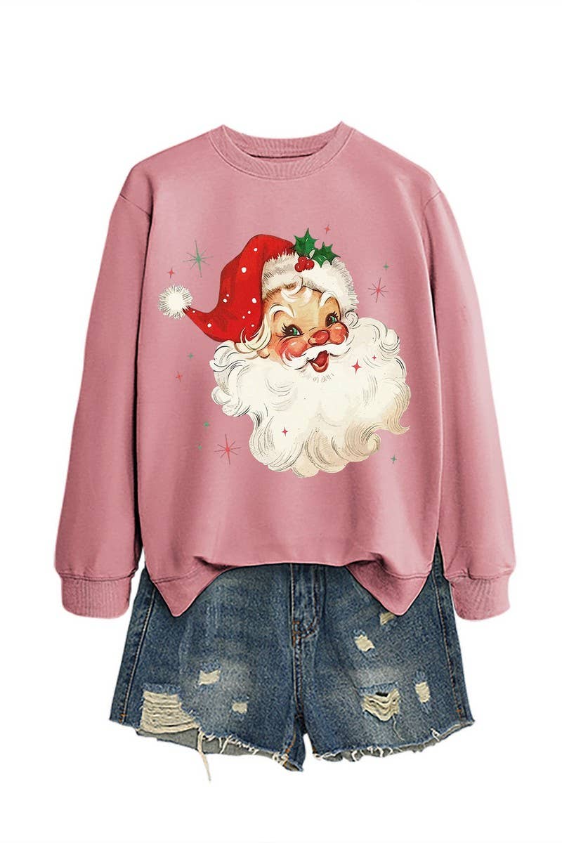 CWTBLL01324_SANTA CLAUS HEAD PATTERN PULLOVER SWEATSHIRT