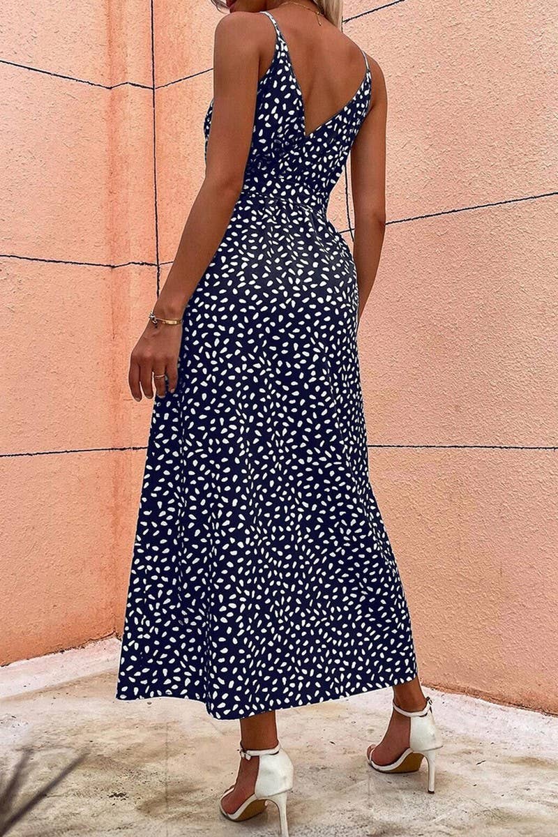 CWDHL0875_HOLIDAY CASUAL FLORAL SUSPENDER DRESS