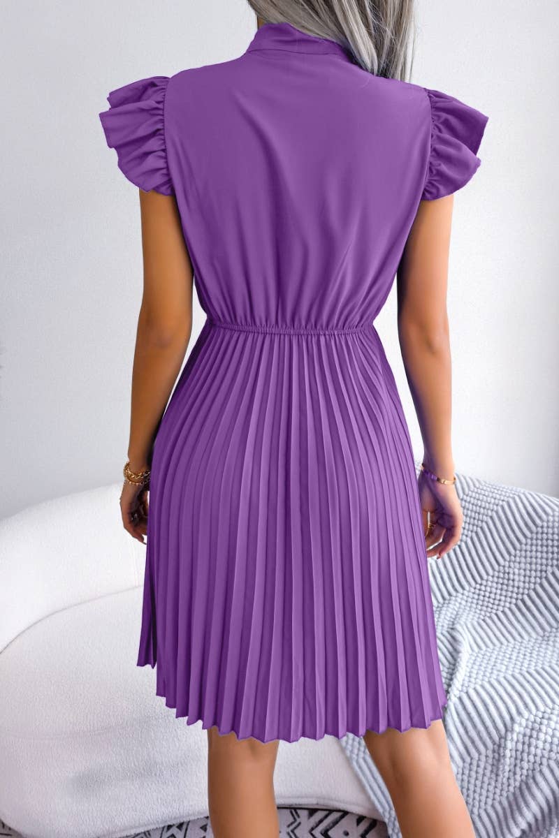 CWDSD4654_SUMMER BOW WAIST DROP PLEATED DRESS SHORT