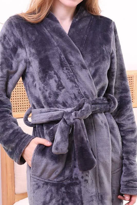 CWML002_RELAXED FIT MAXI LENGTH SOFT ROBE WITH WAIST TIE