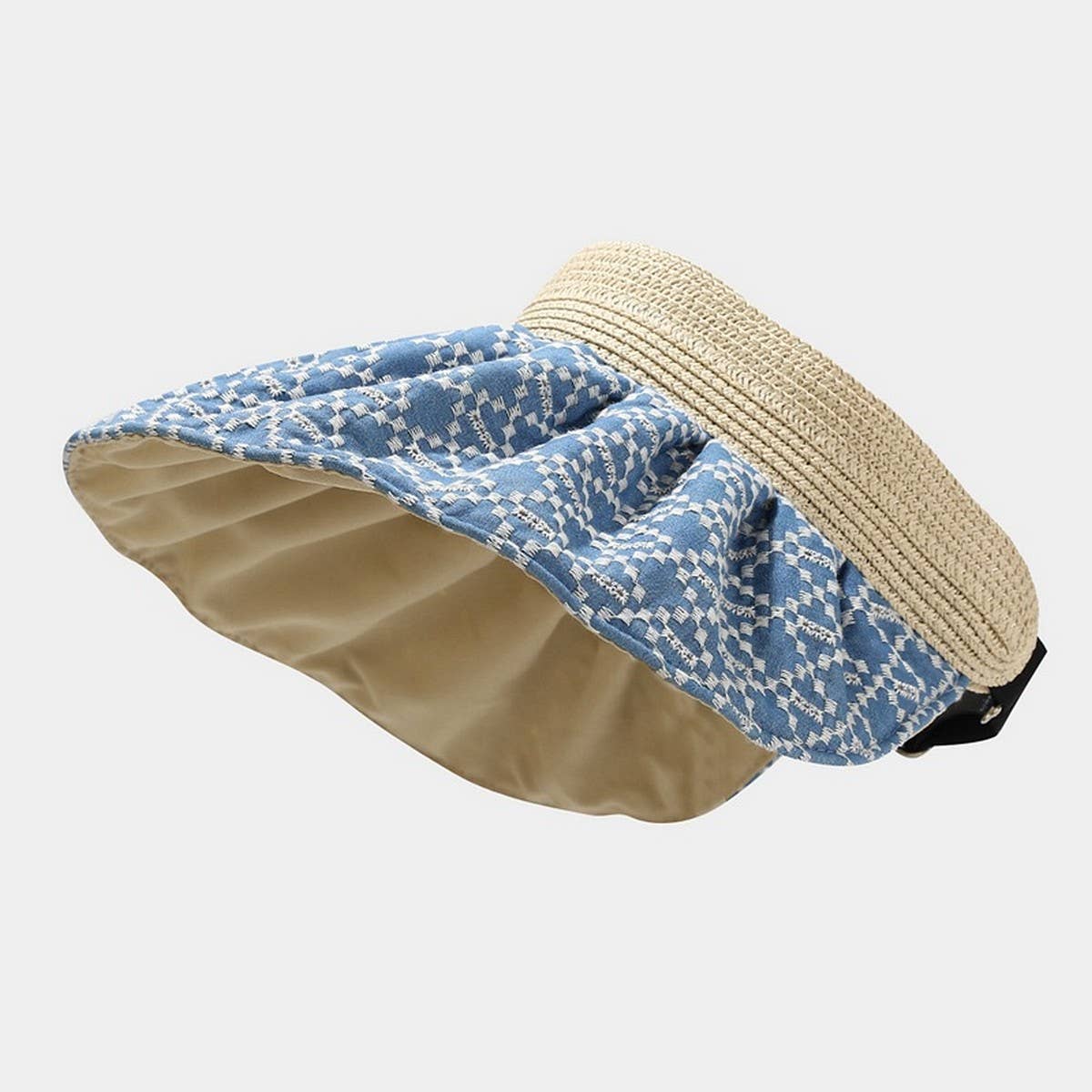 Summer Straw Reversible Visor Hat-Wide Brim Cap_CWAH3298