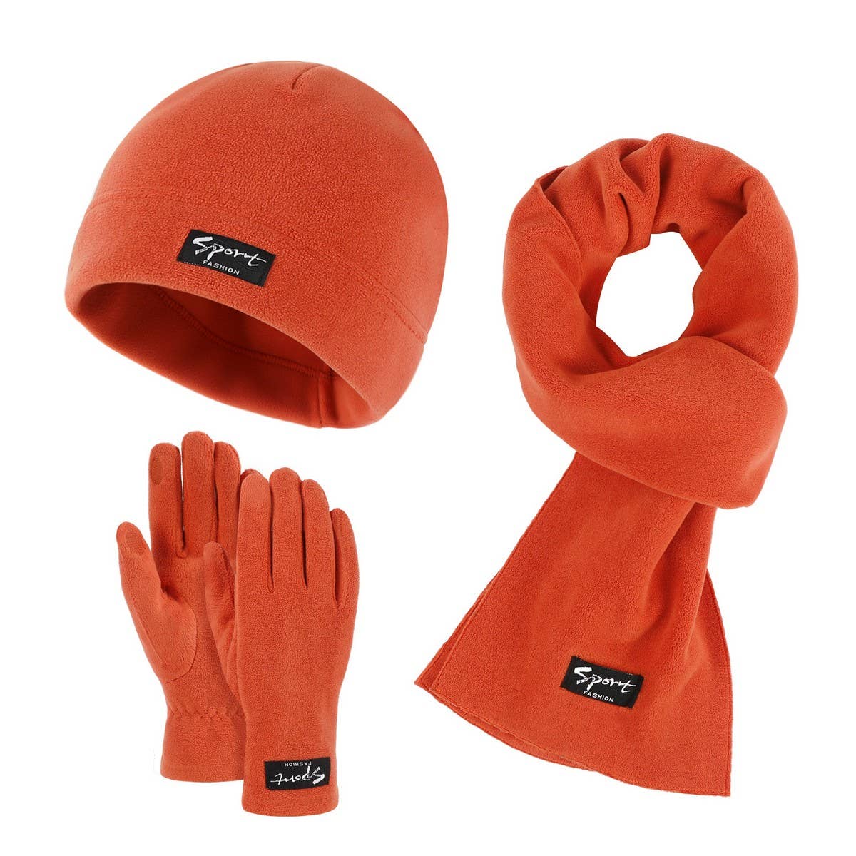 KNITTED GLOVES SCARF HAT WOOL THREE PIECE SET