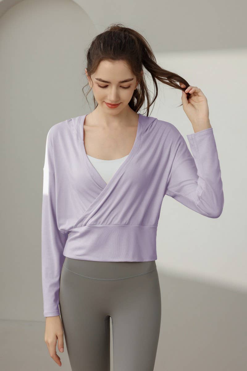 CWTBLL3629_NEW STYLE SPORTS LOOSE YOGA JACKET HOODED TOP