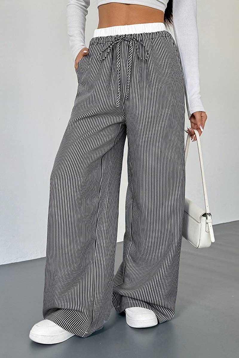 CWBLP2150_COLORBLOCK STRIPED CASUAL STRAIGHT PANTS