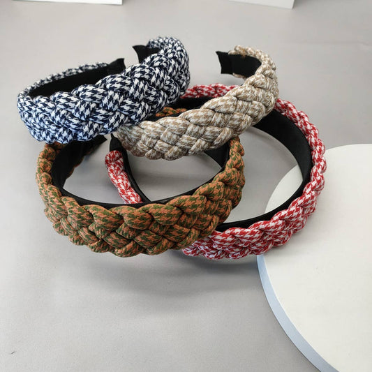 HANDMADE GEOMETRIC PLAID TWIST HEADBAND