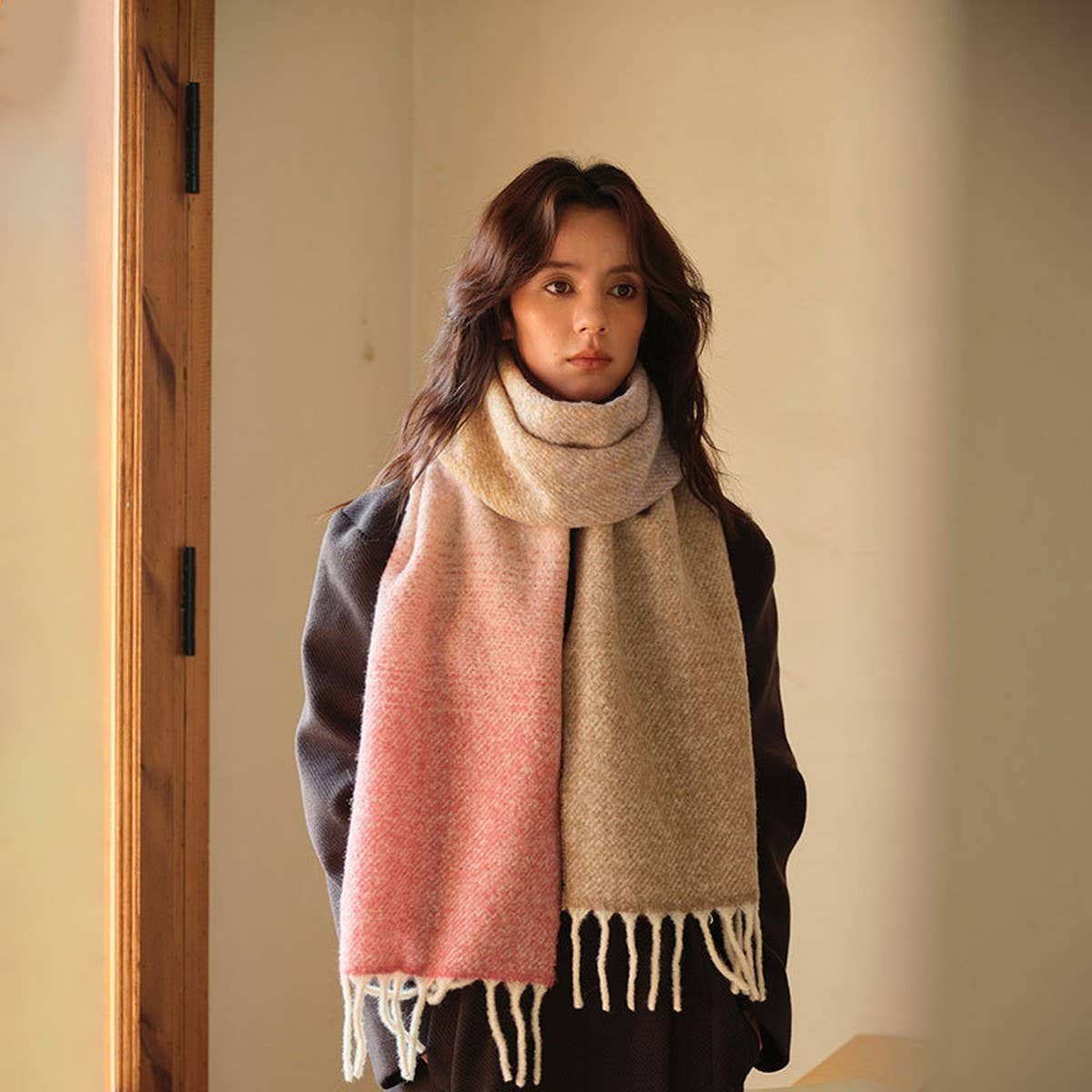 Gradient Wool Scarf ? Thick Soft Winter Wrap