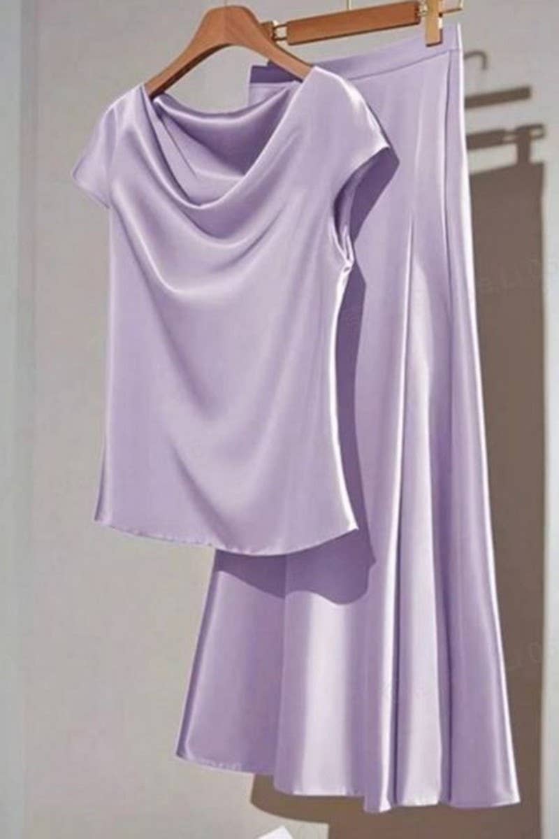 CWSS1269_SUMMER NEW SILK SHORT-SLEEVED SKIRT SUIT