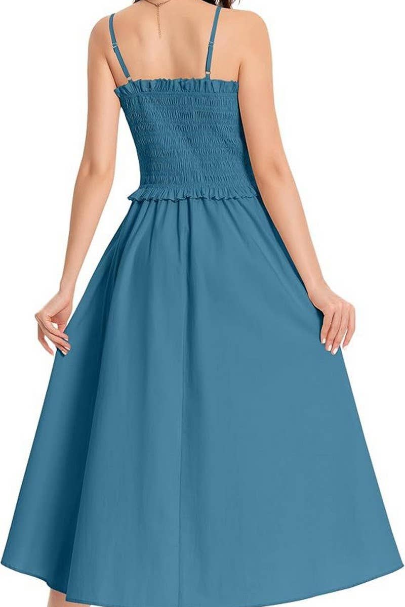 CWDMD5855_SOLID SLIM FIT WAIST TIE STRAP MAXI DRESS