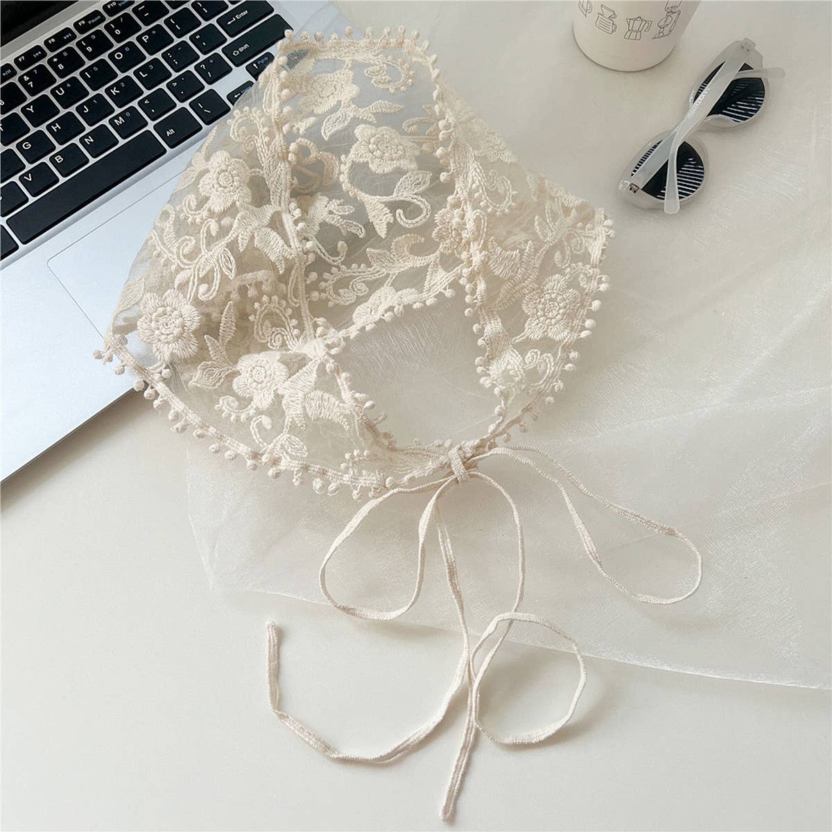LACE SUN PROTECTION TRIANGLE BANDANA HEADSCARF