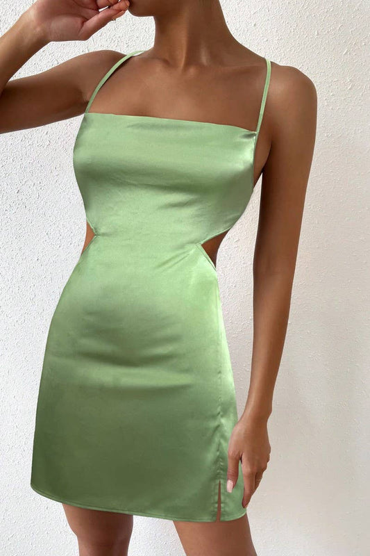 CWDHL0770_SUMMER SEXY SLIM FIT BACKLESS SUSPENDER DRESS