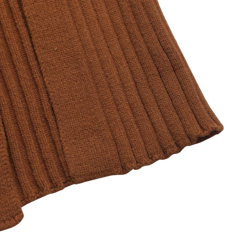 CASUAL KNIT WRAP HIP SPLIT BUTTON COMMUTER SKIRT