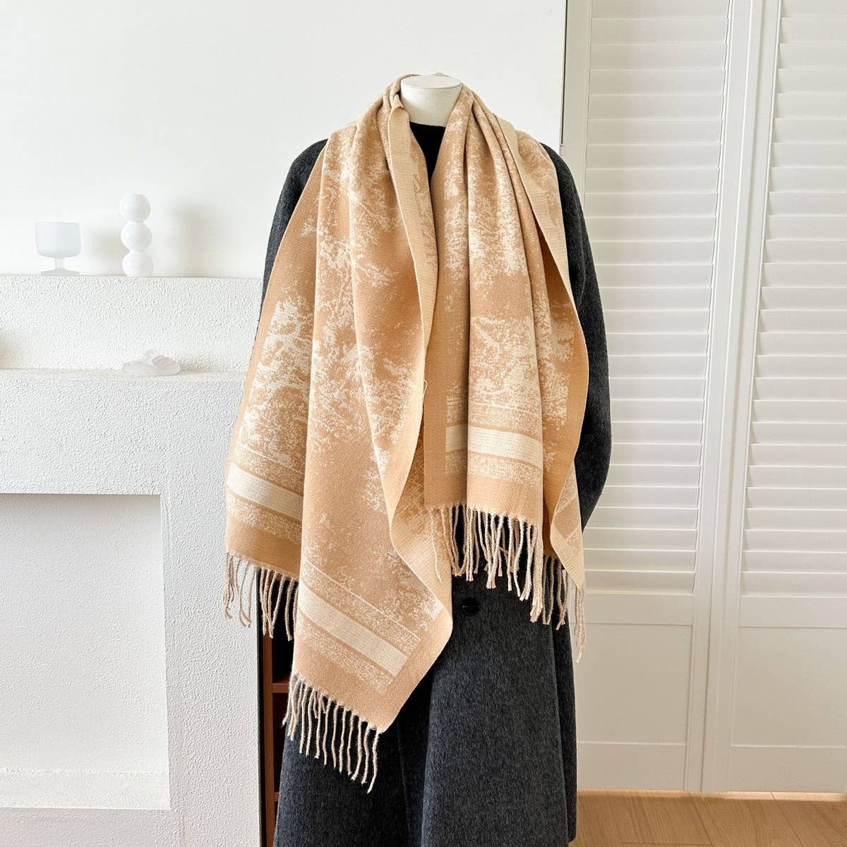 CWASC03141_VINTAGE REVERSIBLE SCARF BOHO WINTER WARM SHAWL