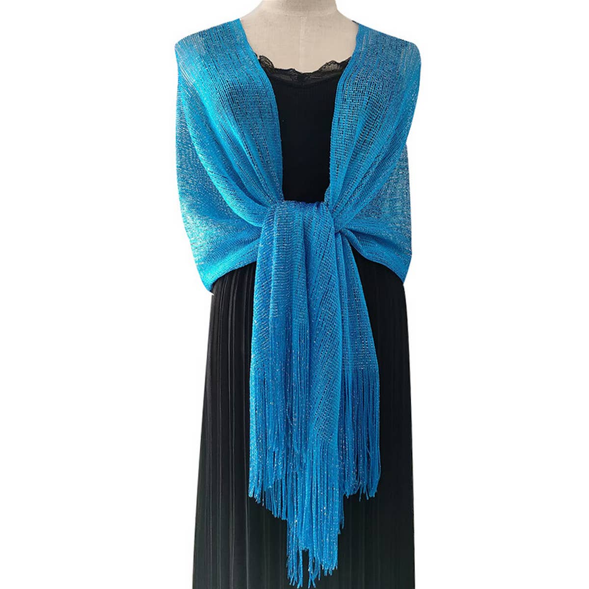 FASHIONABLE GOLD AND SILVER SILK SHAWL